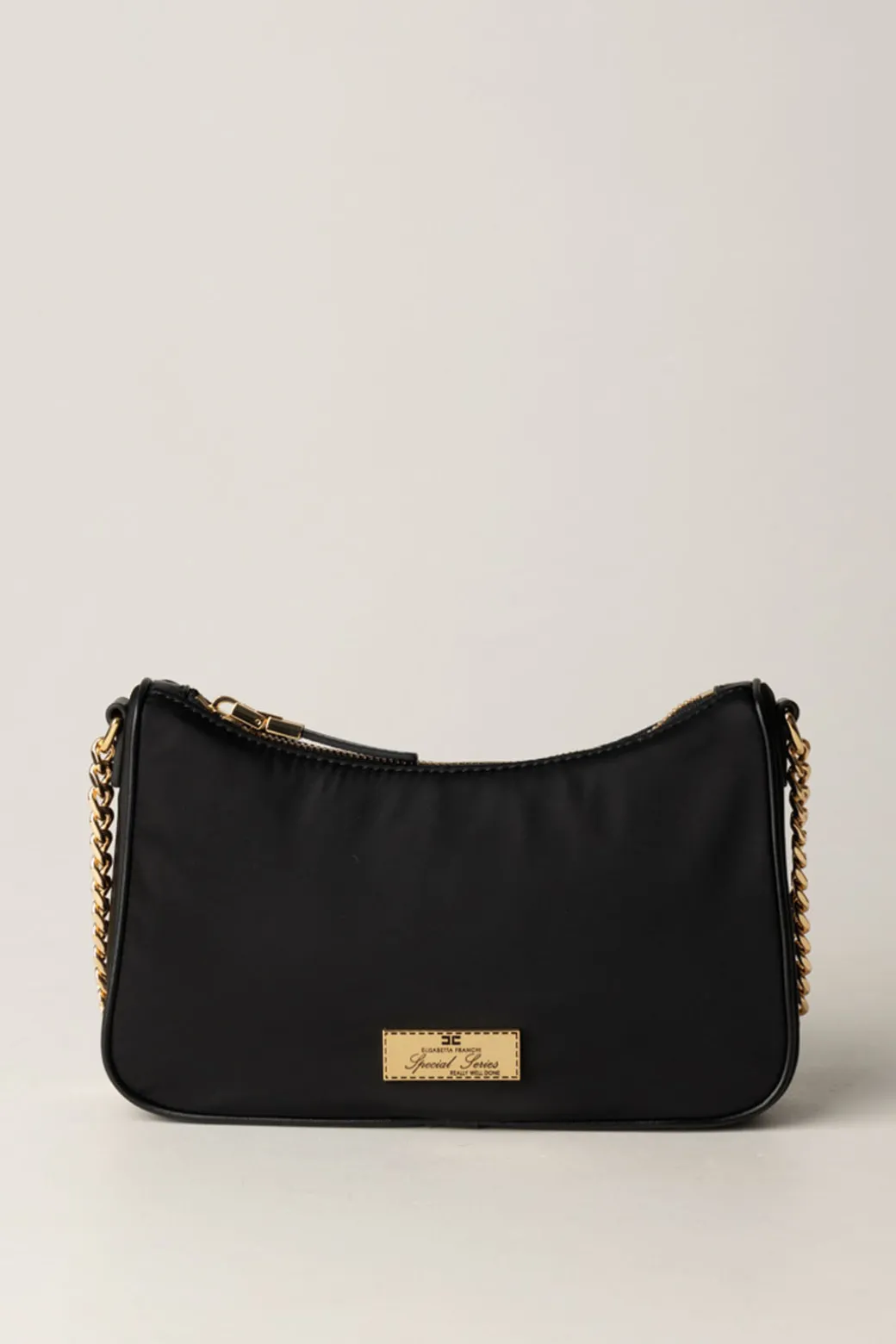 Elisabetta Franchi Borsa con Doppia Tracolla e LogoNERO