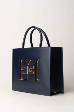 Elisabetta Franchi Borsa a Mano Media con LogoNAVY