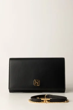 Elisabetta Franchi Borsa Baguette In Nappa con Placca LogoNERO