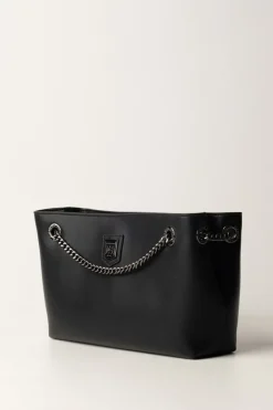 Elisabetta Franchi Borsa a Tracolla con Scudetto In Metallo SilverNERO