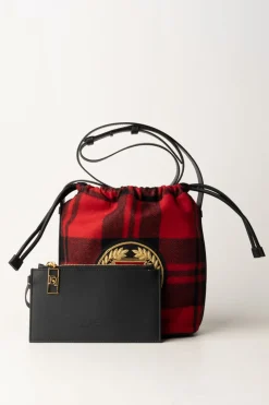 Elisabetta Franchi Borsa a Secchiello In Lana TartanRED PASSION/NERO