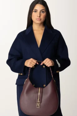 Elisabetta Franchi Borsa Hobo Grande Pelle con ZipROUGE NOIR