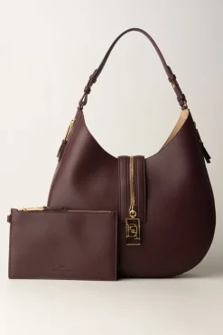 Elisabetta Franchi Borsa Hobo Grande Pelle con ZipROUGE NOIR