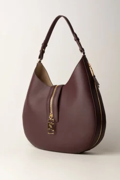 Elisabetta Franchi Borsa Hobo Grande Pelle con ZipROUGE NOIR
