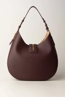 Elisabetta Franchi Borsa Hobo Grande Pelle con ZipROUGE NOIR