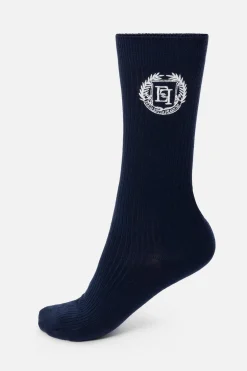 Elisabetta Franchi Calzini In Cashmere con Ricamo LogoNAVY/AVORIO