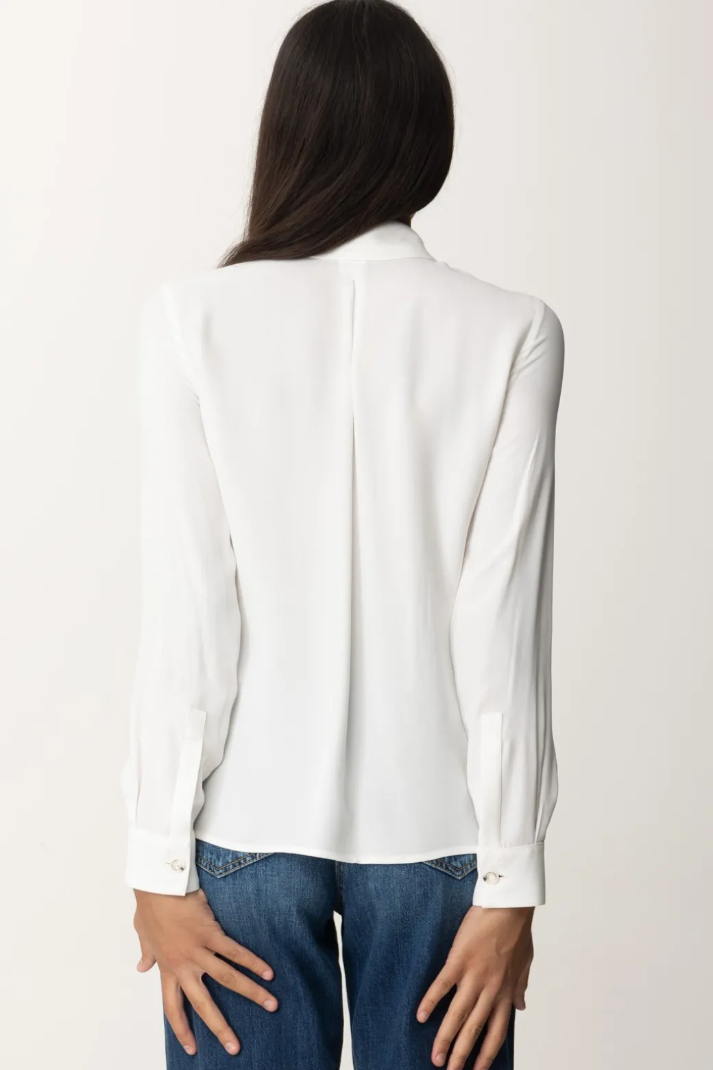 Elisabetta Franchi Camicia In Georgette con Tasche RicamateAVORIO