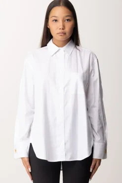 Elisabetta Franchi Camicia In Popeline Rigato con GemelliBIANCO