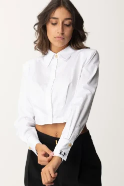 Elisabetta Franchi Camicia Crop con Fondo AsimmetricoBIANCO