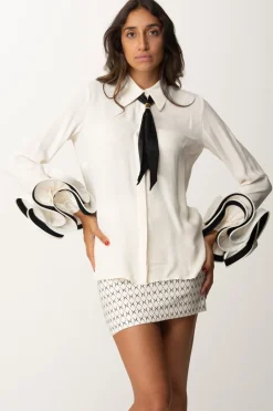 Elisabetta Franchi Camicia con Ruches e FoulardBURRO/NERO