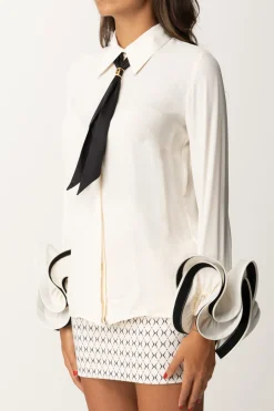 Elisabetta Franchi Camicia con Ruches e FoulardBURRO/NERO