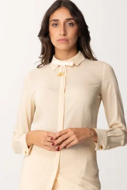 Elisabetta Franchi Camicia con Fiocchetto In SatinCREMA