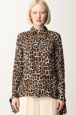 Elisabetta Franchi Camicia Animalier con Polsini a NastroANIMALIER