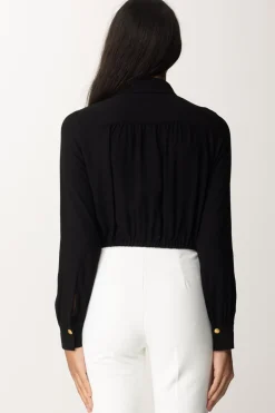 Elisabetta Franchi Camicia Crop Georgette con FoulardNERO