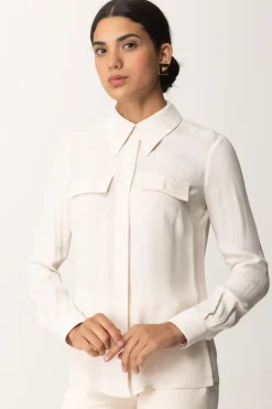 Elisabetta Franchi Camicia In Georgette con Tasche RicamateLATTICE
