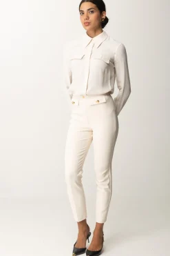 Elisabetta Franchi Camicia In Georgette con Tasche RicamateLATTICE