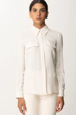 Elisabetta Franchi Camicia In Georgette con Tasche RicamateLATTICE