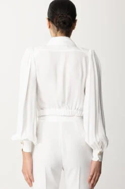 Elisabetta Franchi Camicia Cropped In ViscosaAVORIO