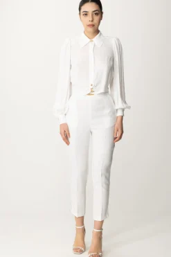 Elisabetta Franchi Camicia Cropped In ViscosaAVORIO