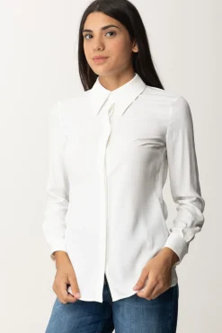 Elisabetta Franchi Camicia In Georgette con Stampa LetteringAVORIO