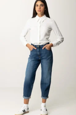 Elisabetta Franchi Camicia In Georgette con Stampa LetteringAVORIO