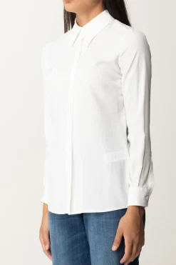 Elisabetta Franchi Camicia In Georgette con Stampa LetteringAVORIO