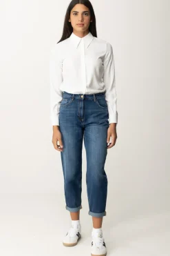 Elisabetta Franchi Camicia In Georgette con Stampa LetteringAVORIO