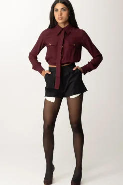 Elisabetta Franchi Camicia Crop Georgette con FoulardROUGE NOIR