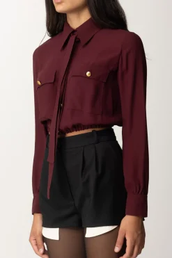 Elisabetta Franchi Camicia Crop Georgette con FoulardROUGE NOIR
