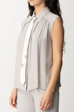Elisabetta Franchi Camicia Smanicata con CravattaPERLA