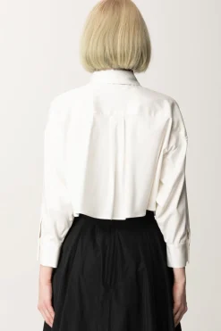 Elisabetta Franchi Camicia Crop In Raso con FoulardBIANCO