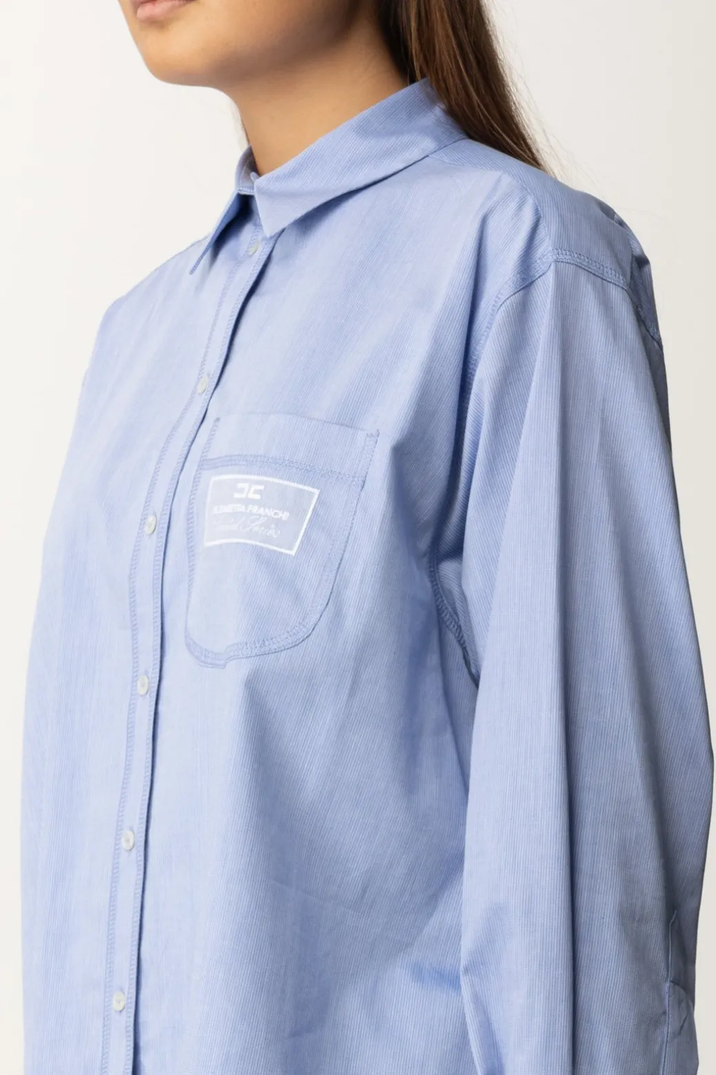 Elisabetta Franchi Camicia Over con Etichetta LogoOXFORD