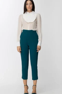 Elisabetta Franchi Camicia In Seta con Plastron PlisstettatoAVORIO