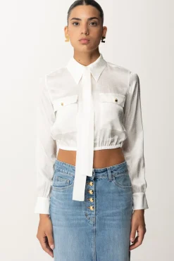 Elisabetta Franchi Camicia Crop In Raso JacquardAVORIO