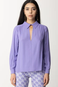 Elisabetta Franchi Camicia con Accessorio Al Collo e Scollo Sul RetroIRIS