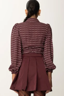 Elisabetta Franchi Camicia Corta In Georgette con FoulardROUGE NOIR/BURRO