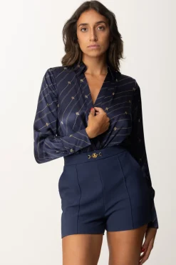 Elisabetta Franchi Camicia Body StampataNAVY/CREMA