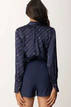 Elisabetta Franchi Camicia Body StampataNAVY/CREMA