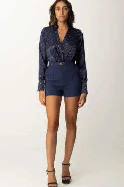 Elisabetta Franchi Camicia Body StampataNAVY/CREMA