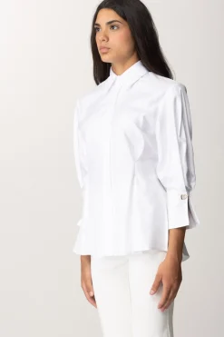 Elisabetta Franchi Camicia Sfiancata In Popeline con PincesBIANCO
