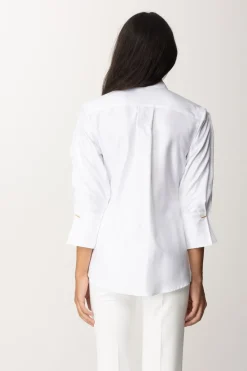 Elisabetta Franchi Camicia Sfiancata In Popeline con PincesBIANCO