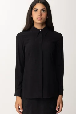 Elisabetta Franchi Camicia In Georgette con Stampa LetteringNERO