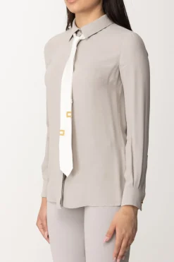Elisabetta Franchi Camicia In Georgette con CravattaPERLA