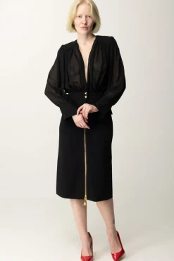 Elisabetta Franchi Camicia Morbida In Georgette con BaschinaNERO