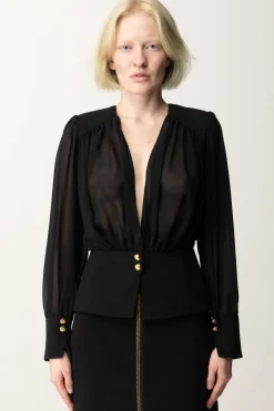 Elisabetta Franchi Camicia Morbida In Georgette con BaschinaNERO