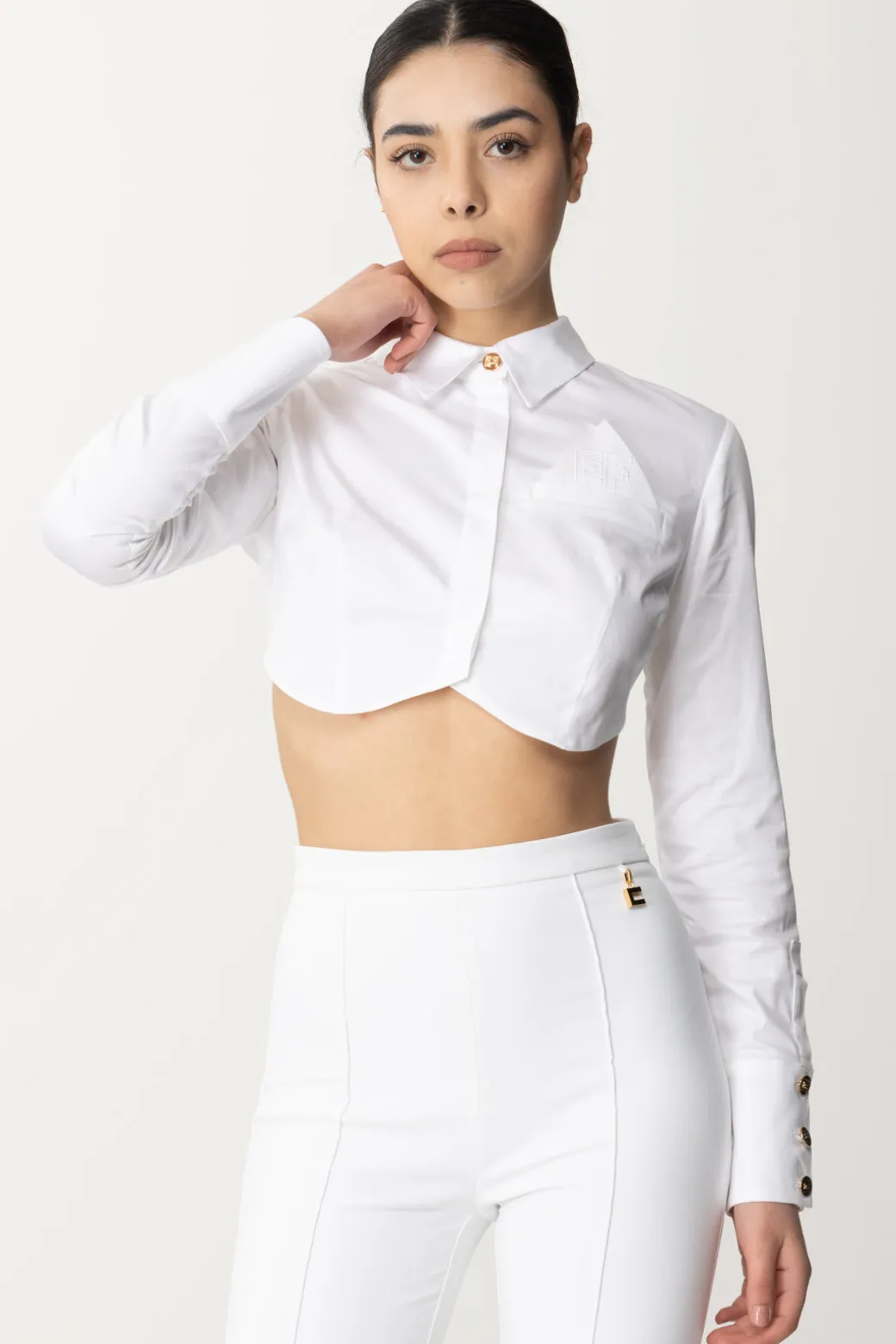 Elisabetta Franchi Camicia CroppedBIANCO