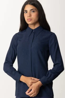 Elisabetta Franchi Camicia In Georgette con Stampa LetteringNAVY