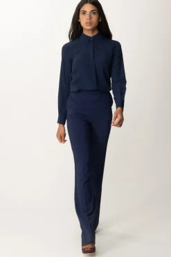 Elisabetta Franchi Camicia In Georgette con Stampa LetteringNAVY