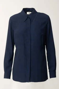 Elisabetta Franchi Camicia In Georgette con Stampa LetteringNAVY