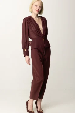 Elisabetta Franchi Camicia Morbida In Georgette con BaschinaROUGE NOIR